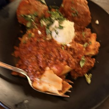 Davanti Enoteca - Pappardelle Bolognese with added meatballs - Italian Near Me - San Diego, California