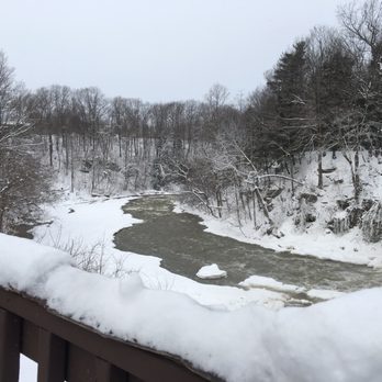 Indian Falls Log Cabin Restaurant - View from the outside patio in the winter - Burgers Near Me - Corfu, New York
