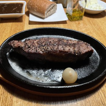 Steak Pit - NY strip with a side of mushroom peppercorn sauce - Steakhouses Near Me - Snowbird, Utah