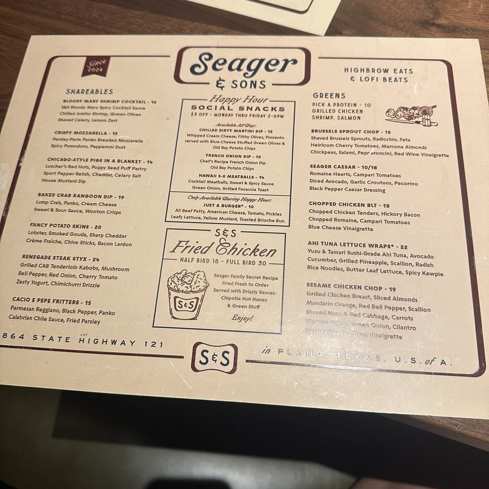 Seager & Sons - Menu - Pizza Near Me - Plano, Texas Seager & Sons - Menu - Pizza Near Me - Plano, Texas