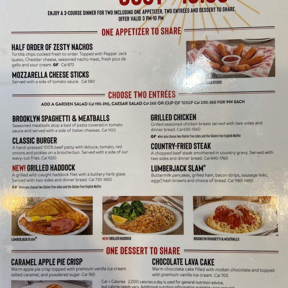 a menu for dinner for $ 9 99