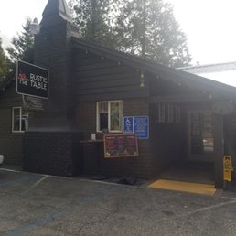 Exterior outside entrance of Sierra Woods Lodge - The Tustic table restaurant - Emigrant Gap, California Exterior outside entrance of Sierra Woods Lodge - The Tustic table restaurant - Emigrant Gap, California