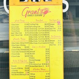 a menu for the blue crabs a menu for the blue crabs
