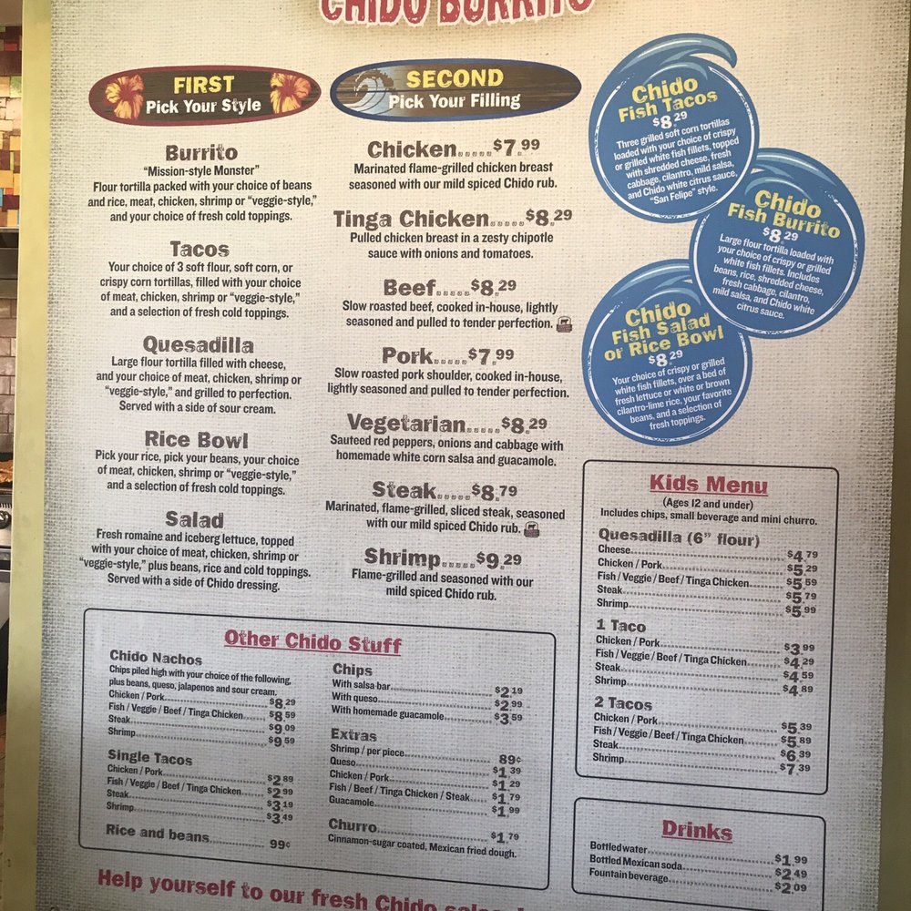 Chido Burrito - Store menu Fromm August 2019. - Mexican Near Me - Northfield, New Jersey Chido Burrito - Store menu Fromm August 2019. - Mexican Near Me - Northfield, New Jersey