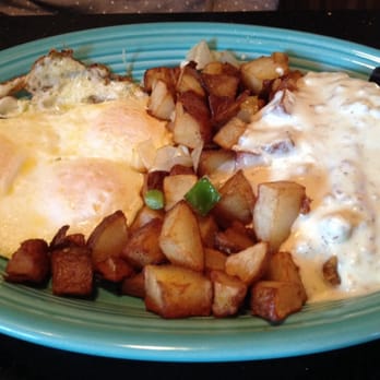 Crest Cafe - Chicken Fried Steak & Eggs, amazing gravy! - Breakfast & Brunch Near Me - Riverside, California