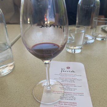 Parrish Family Vineyard - Teensy tiny tasting... LOL .. we couldn't tell the difference between someone's finished glass and a fresh pour for tastings. - Wine Tasting Room Near Me - Paso Robles, California Parrish Family Vineyard - Teensy tiny tasting... LOL .. we couldn't tell the difference between someone's finished glass and a fresh pour for tastings. - Wine Tasting Room Near Me - Paso Robles, California