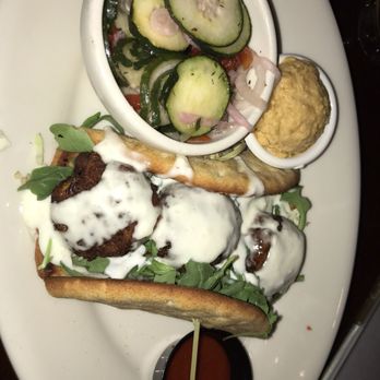 Upstream Brewing - Falafel Sandwich - delicious, but dry pita - Bars Near Me - Omaha, Nebraska Upstream Brewing - Falafel Sandwich - delicious, but dry pita - Bars Near Me - Omaha, Nebraska