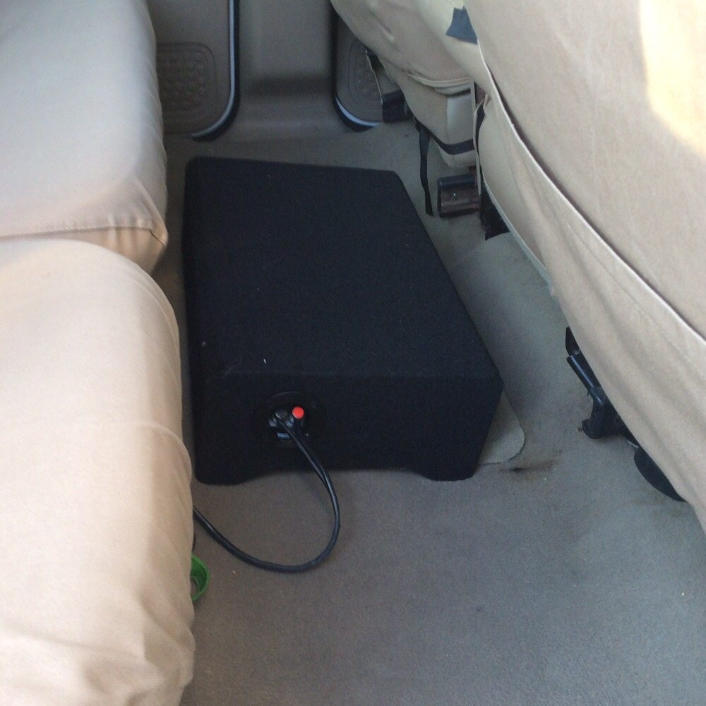 Elite Audio - low profile 10" sub sits perfectly in middle of back fooor - Car Stereo Installation Near Me - Jensen Beach, Florida Elite Audio - low profile 10" sub sits perfectly in middle of back fooor - Car Stereo Installation Near Me - Jensen Beach, Florida