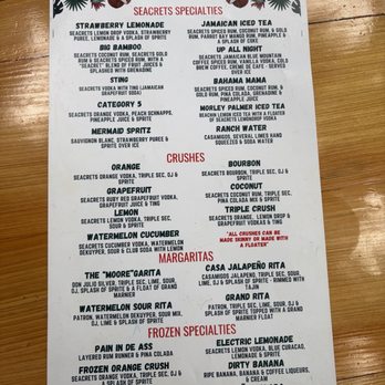 Seacrets - Menu - Bars Near Me - Ocean City, Maryland Seacrets - Menu - Bars Near Me - Ocean City, Maryland