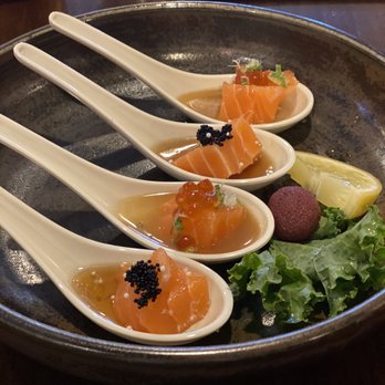 Ozu852 - Salmon spoons with amazing sauces. - Sushi Bars Near Me - Englewood, Ohio Ozu852 - Salmon spoons with amazing sauces. - Sushi Bars Near Me - Englewood, Ohio