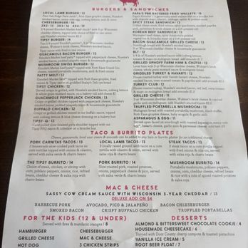 Tipsy cow - Menu - Sandwiches Near Me - Sun Prairie, Wisconsin
