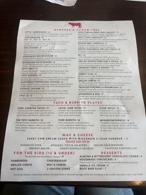 Menu photo 1 Tipsy cow Sun Prairie, WI