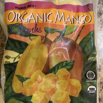 Trader Joe's - Tasty mango - A 16 oz bag of Trader Joe's Organic Mango Chunks featuring images of mangoes and diced mango pieces, with organic certification labels. - Grocery Near Me - Brooklyn, New York
