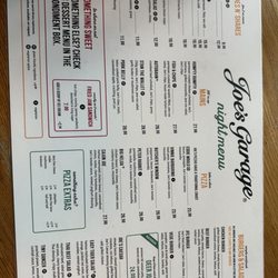 Joe's Garage - Menu