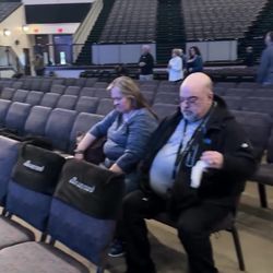 Cornerstone Church - Two parishioners wait for the coffee bar to open