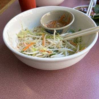 Que Huong - This is what is left of the most delicious pork vermicelli bowl and Pho. The pho smells like Christmas in a bowl. Absolutely delicious!!!! - Vietnamese Near Me - Biddeford, Maine