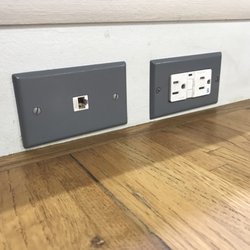 Super Clean Coin Laundry - One of the booths has a plug-in to charge your phone or laptop.