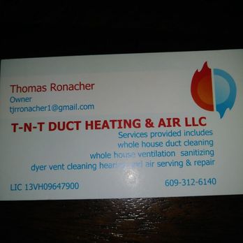 T-N-T Duct Heating & Air - If you can find the errors on my business card and mention them when booking, you will receive 15% off or a free service call - Heating & Air Conditioning/HVAC Near Me - Waretown, New Jersey T-N-T Duct Heating & Air - If you can find the errors on my business card and mention them when booking, you will receive 15% off or a free service call - Heating & Air Conditioning/HVAC Near Me - Waretown, New Jersey