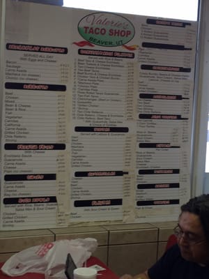 Menu photo 6 Valeries Taco Shop Beaver, UT
