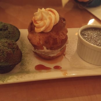 Prince Tea House - Dessert trio: green tea financier, pate a choux with red bean ice cream, goma/sesame creme brulee - Desserts Near Me - Brooklyn, New York