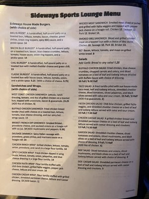 Menu photo 2 Sideways Sports Lounge Westminster, CO