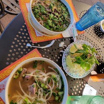Pho Ha Noi - Pho. Veggies looks clean but wished they use gloves to grab veggies before they serve it on the plate. - Vietnamese Near Me - Irvine, California
