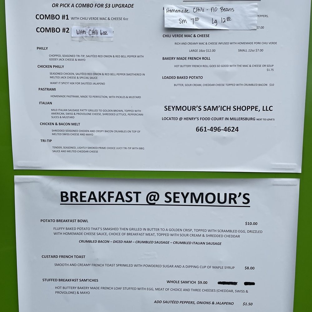 Seymour's Sam'ich Shoppe - Menu - Food Trucks Near Me Seymour's Sam'ich Shoppe - Menu - Food Trucks Near Me