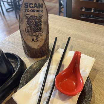 Dumpling and Noodle House - Cool looking Scan Menu on a Wooden stand. - Noodles Near Me - Concord, California Dumpling and Noodle House - Cool looking Scan Menu on a Wooden stand. - Noodles Near Me - Concord, California