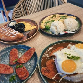 Aloha Stacks - Kids Waffle, Portuguese sausage,Crab Omelette, Chicken Katsu - Breakfast & Brunch Near Me - Whittier, California