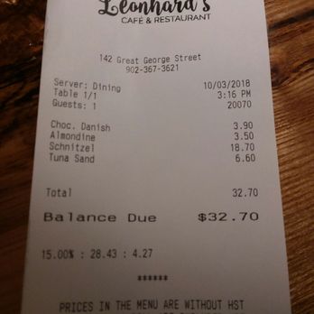Leonhard's Café & Restaurant - Expensive - Coffee & Tea Near Me - Charlottetown, Prince Edward Island