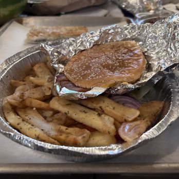 Cross-Rhodes - Burger flattened for delivery - Greek Near Me - Evanston, Illinois Cross-Rhodes - Burger flattened for delivery - Greek Near Me - Evanston, Illinois