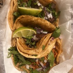 Guadalupe Tex-Mex Kitchen - 2 Regular Tacos dé Lengua (Cow Tounge) 1 Regular Tacos dé Pollo (Chicken) both with onion, cilantro and lime