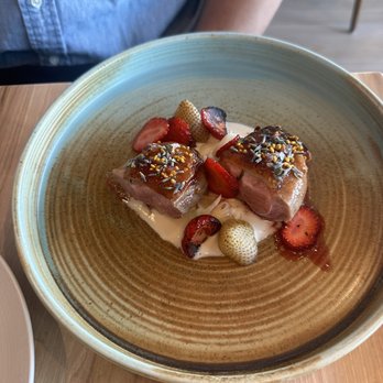 In Bloom - Ducks with grilled strawberries - New American Near Me - Paso Robles, California
