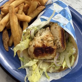 Mythos Grill - Souvlaki pita wrap and fries - Greek Near Me - Greensboro, North Carolina Mythos Grill - Souvlaki pita wrap and fries - Greek Near Me - Greensboro, North Carolina