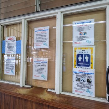 Westgate Washerette - rules + blocked off attendant office - Laundromat Near Me - Waipahu, Hawaii