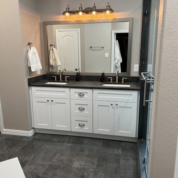 Modern Design and Remodeling - Main bathroom vanity - Kitchen & Bath Near Me - Spring, Texas
