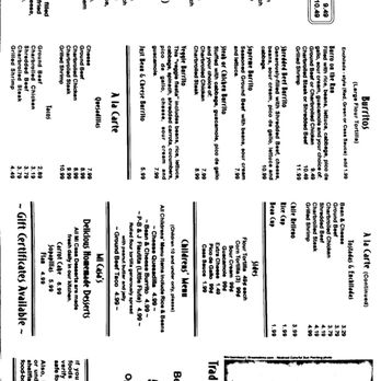 Mi Casa Restaurant - Side 2 of Take-out Menu - Mexican Near Me - Benson, Arizona Mi Casa Restaurant - Side 2 of Take-out Menu - Mexican Near Me - Benson, Arizona