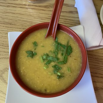 Sherpa Kitchen - Lentil soup topped with fresh cilantro (nice size portion-got to take half to go since I couldn't finish the whole things) - Himalayan/Nepalese Near Me - Burlington, Vermont