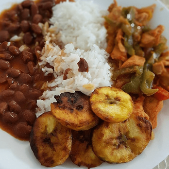 Phoenix Events and Catering - Arroz con habichuelas, maduros, pollo guisado (white rice, beans, sweet plantains and stewed chicken) - Wedding Planning Near Me Phoenix Events and Catering - Arroz con habichuelas, maduros, pollo guisado (white rice, beans, sweet plantains and stewed chicken) - Wedding Planning Near Me