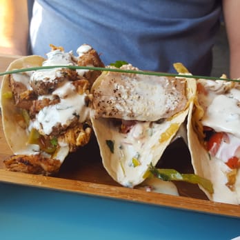 Surf House - The goat, ahi tuna and shrimp tacos - New American Near Me - Frederick, Maryland