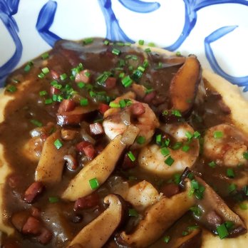 Big Jones - Shrimp and grits with tasso ham and mushrooms. - Southern Near Me - Chicago, Illinois