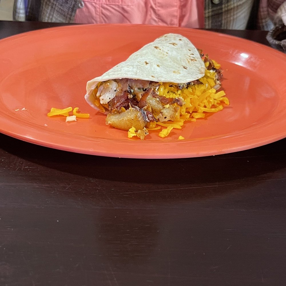 Riverside Cafe - Bacon, potato, cheese, bean, and egg taco - Diners Near Me - La Grange, Texas Riverside Cafe - Bacon, potato, cheese, bean, and egg taco - Diners Near Me - La Grange, Texas