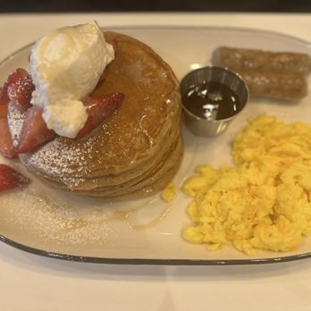 The V at The Vine - Wheat pancakes, eggs and sausage links - Wine Bars Near Me - Lexington, Kentucky The V at The Vine - Wheat pancakes, eggs and sausage links - Wine Bars Near Me - Lexington, Kentucky