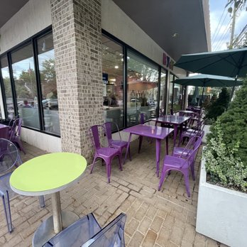Build Your Yogurt - purple chairs and tables outside a restaurant - Ice Cream & Frozen Yogurt Near Me - Cresskill, New Jersey Build Your Yogurt - purple chairs and tables outside a restaurant - Ice Cream & Frozen Yogurt Near Me - Cresskill, New Jersey