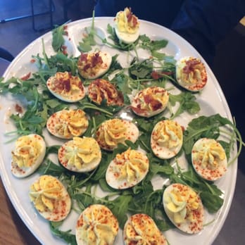 Silverspot Cinema - Deviled eggs with prosciutto and arugula. - Cinema Near Me - Coconut Creek, Florida Silverspot Cinema - Deviled eggs with prosciutto and arugula. - Cinema Near Me - Coconut Creek, Florida