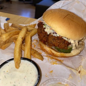 Haven Hot Chicken - THE Sandwich combo (medium) w/ side of ranch - Chicken Shop Near Me - New Haven, Connecticut Haven Hot Chicken - THE Sandwich combo (medium) w/ side of ranch - Chicken Shop Near Me - New Haven, Connecticut