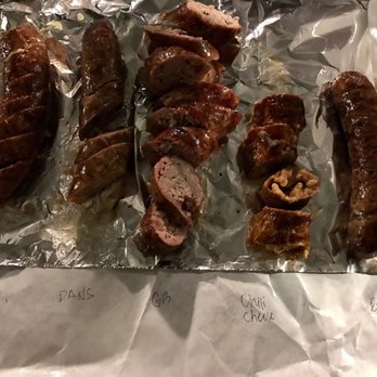 Rocca's Market - Sausage sampling! Yaayaa.. chili cheese is in the lead! - Grocery Near Me - San Martin, California