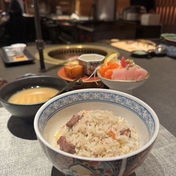 NIKU X - King Crab Wagyu Fried Rice, Miso Soup, Sashimi Platter, Potato Terrine - Delicious sashimi. Lukewarm fried rice and miso soup. - Seafood Near Me - New York, New York NIKU X - King Crab Wagyu Fried Rice, Miso Soup, Sashimi Platter, Potato Terrine - Delicious sashimi. Lukewarm fried rice and miso soup. - Seafood Near Me - New York, New York