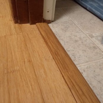 Transition to bathroom floor from engineered bamboo