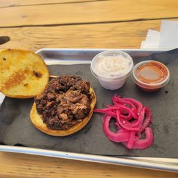 Chopped Brisket Sandwich with coleslaw Chopped Brisket Sandwich with coleslaw